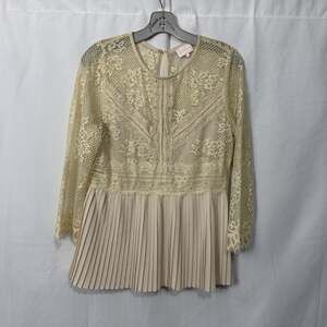 Entro Lace Peplum Blouse Boho Women’s Crochet Long Sleeve Top Sz Large
